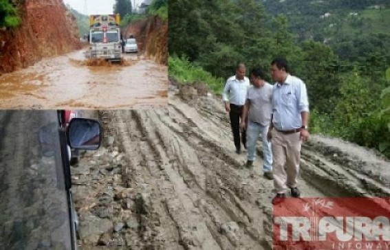 NH-44's pathetic condition: Lorries stranded since last night, no improvement of road condition